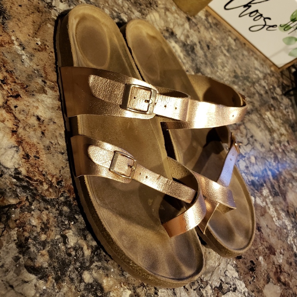 Rose gold sandals from Maurices